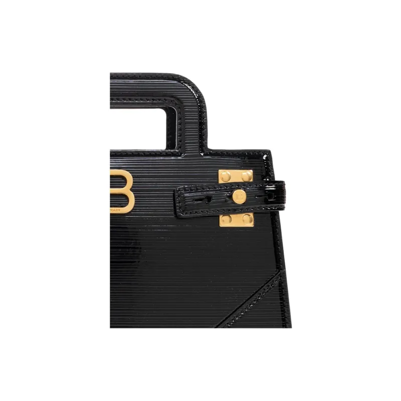 BALMAIN B BUZZ Leather Shoulder Bag Crossbody Bag Handbag Small Size Women's Black-4