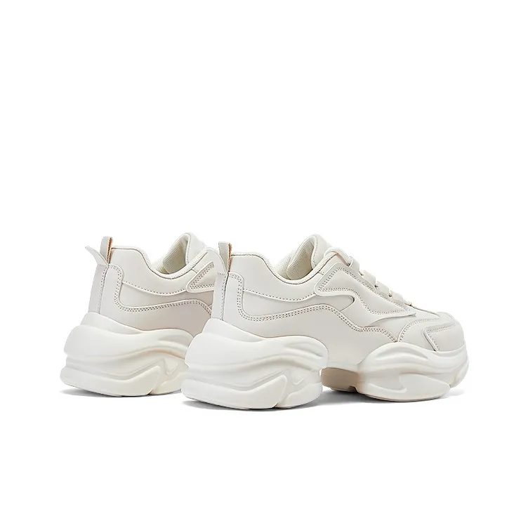 DAPHNE Cushioning Slip Resistant Height Increasing Breathable Lightweight Low Top Chunky Sneakers Women's Ecru-4