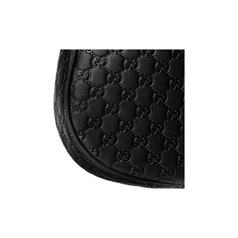 GUCCI GG Emblem Leather Handbag, Shoulder Bag Tubas Women's Black-6