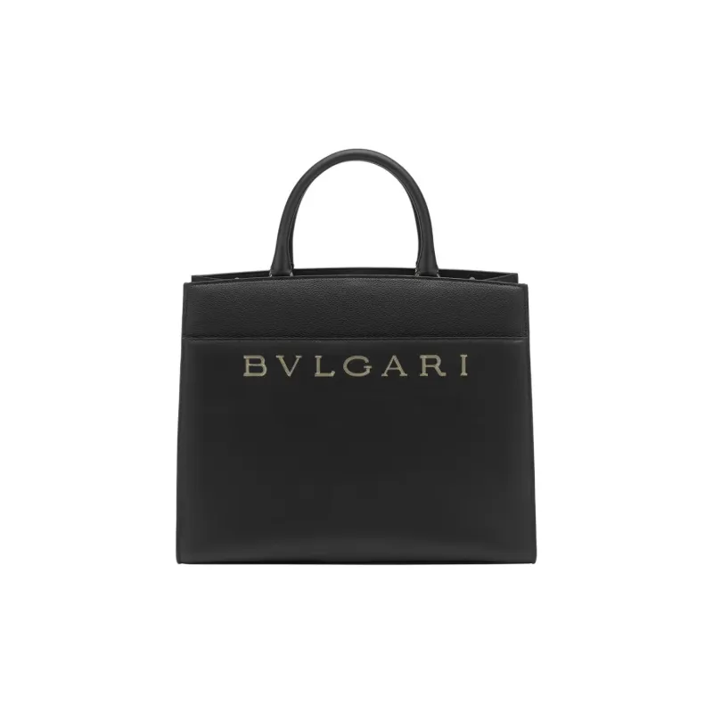 BVLGARI Calfskin Tote Bag, Shopping Bag, Shoulder Bag, Crossbody Bag, Handbag Medium Size Women's Black-0
