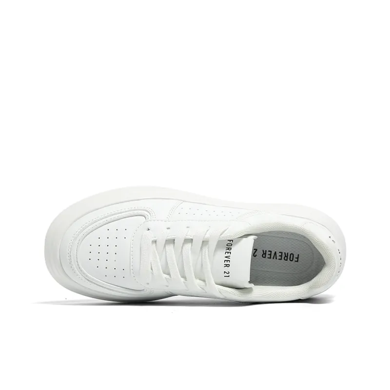 FOREVER 21 Slip Resistant Height Increasing Low Top Skateboard Shoes Women's White-3