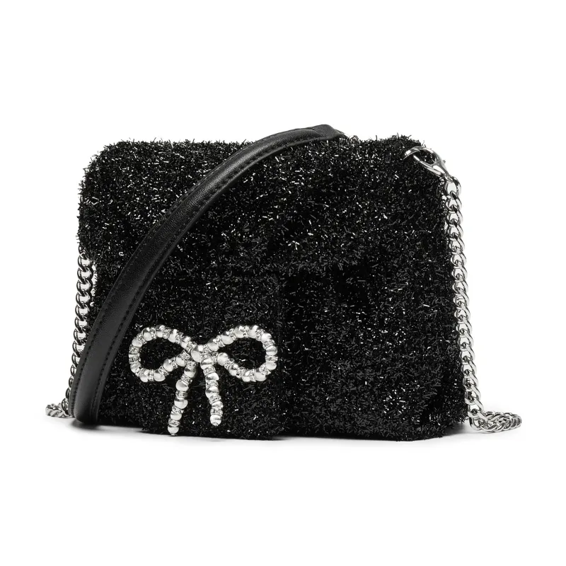 Staccato Fabric Messenger Bag, Shoulder Bag Women's Chanel Inspired Black-1