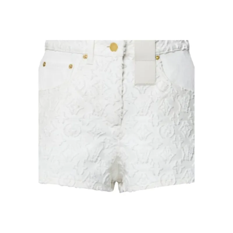 LOUIS VUITTON Monogram Fil Coupé Denim Shorts-1