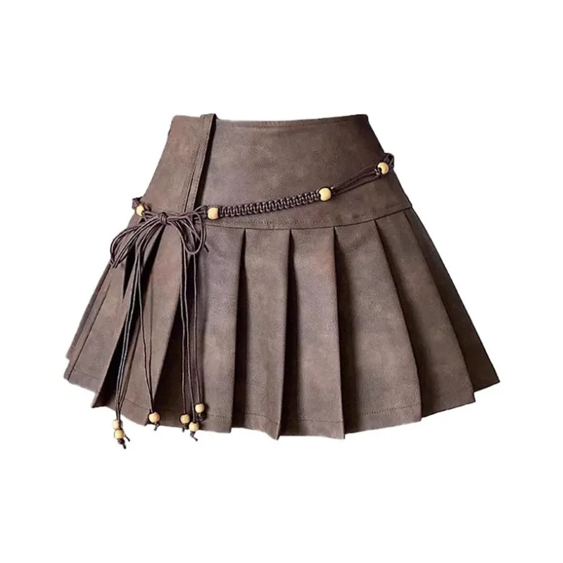 Gentle Welcome Leather Short Skirts Women's-1