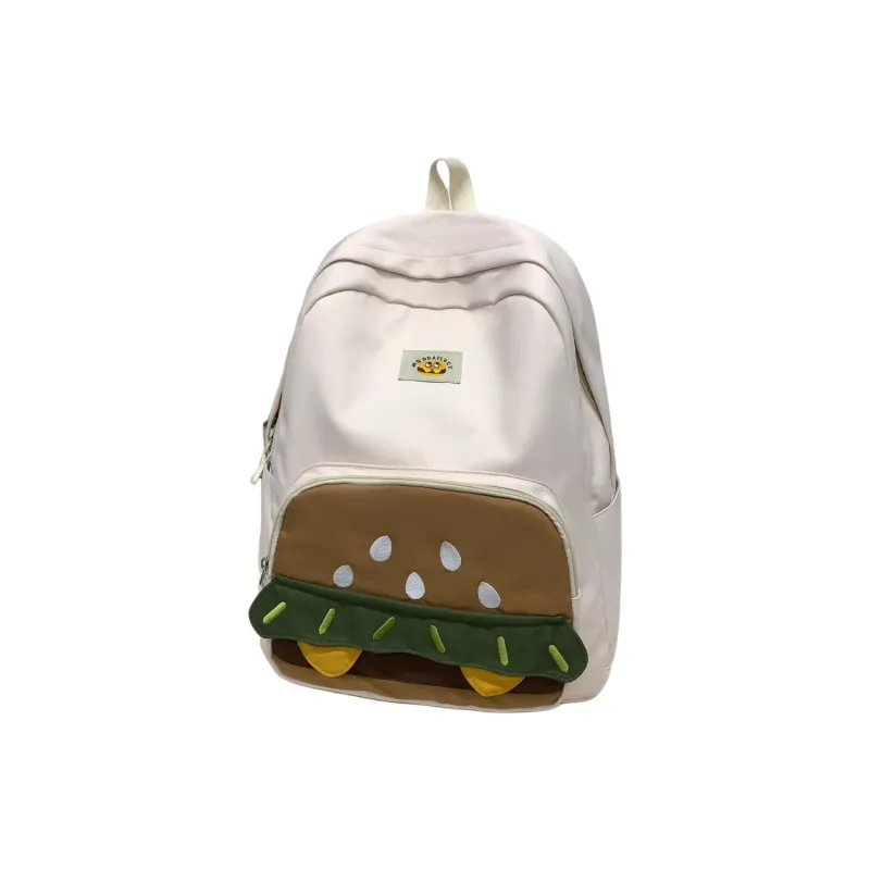 Parker Bear Nylon Backpack Unisex White/Yellow/Khaki/Coffee-0