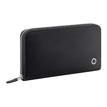 BVLGARI Calfskin Wallet Tubas Men's Black