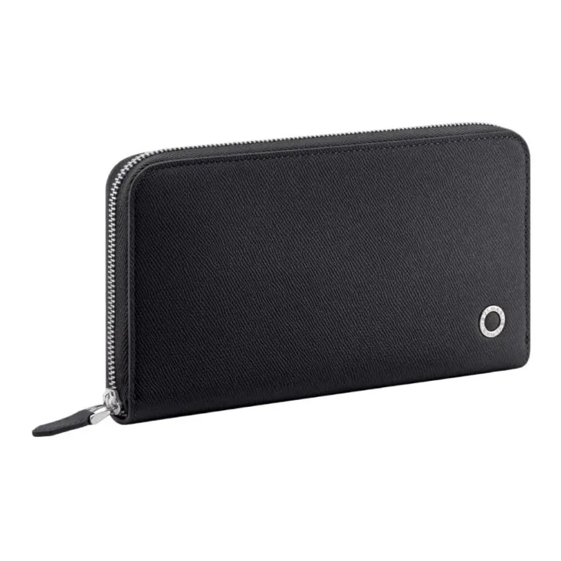 BVLGARI Calfskin Wallet Tubas Men's Black-0