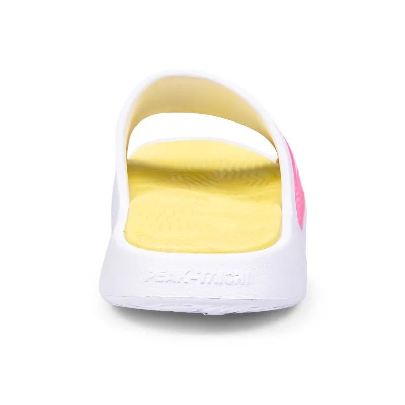 PEAK Tai Ji1.0 Quiet Slip Resistant Cushioning Slide Slippers Unisex White Pink Yellow-5
