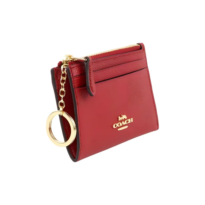 COACH Skinny Id Case Cowhide Leather Multiple Card Slots Card Holder, Wallet Women's Red-2