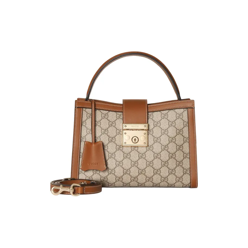 GUCCI Padlock Fabric One Shoulder Handbag Medium Size Women's Brown & Beige-1