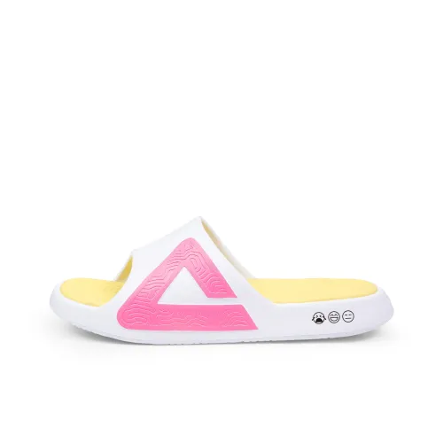 PEAK Tai Ji1.0 Quiet Slip Resistant Cushioning Slide Slippers Unisex White Pink Yellow