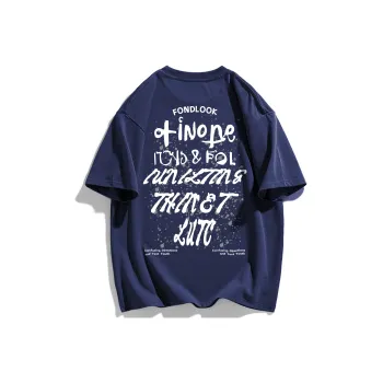 FONDLOOK T Shirts Unisex Navy Blue
