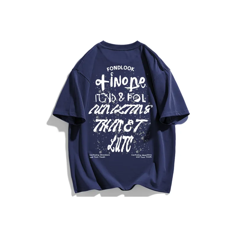FONDLOOK T Shirts Unisex Navy Blue-0