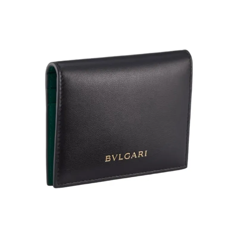 BVLGARI Serpenti Forever Series Calfskin Wallet Unisex Black & Green-1