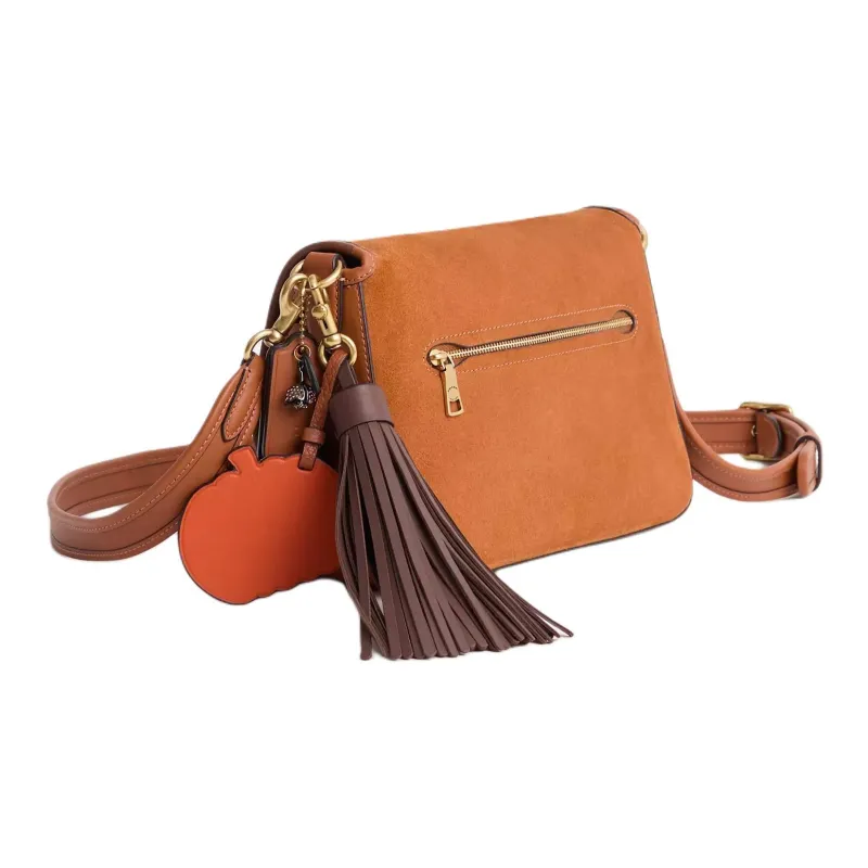 COACH Soft Tabby Suede Shoulder Bag Women's Brass With Burnished Amber-1