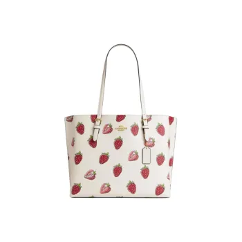COACH Mollie Canvas Tote Bag, Shopping Bag, Shoulder Bag Tubas Women's Chalk White