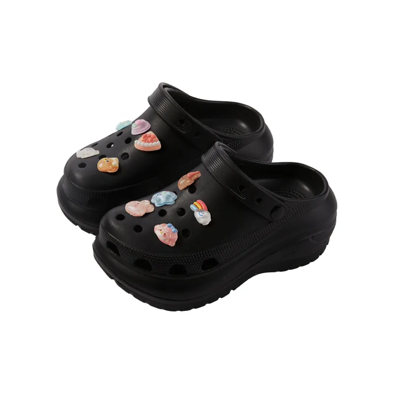 Warm Edge Fashion Closed Toe Slippers For Women's Summer Girlish Thick Sole Height Increasing Cartoon Cute Clogs Office-2