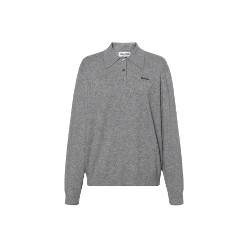 MIU MIU SS25 Cashmere Sweater Women's Dark Gray