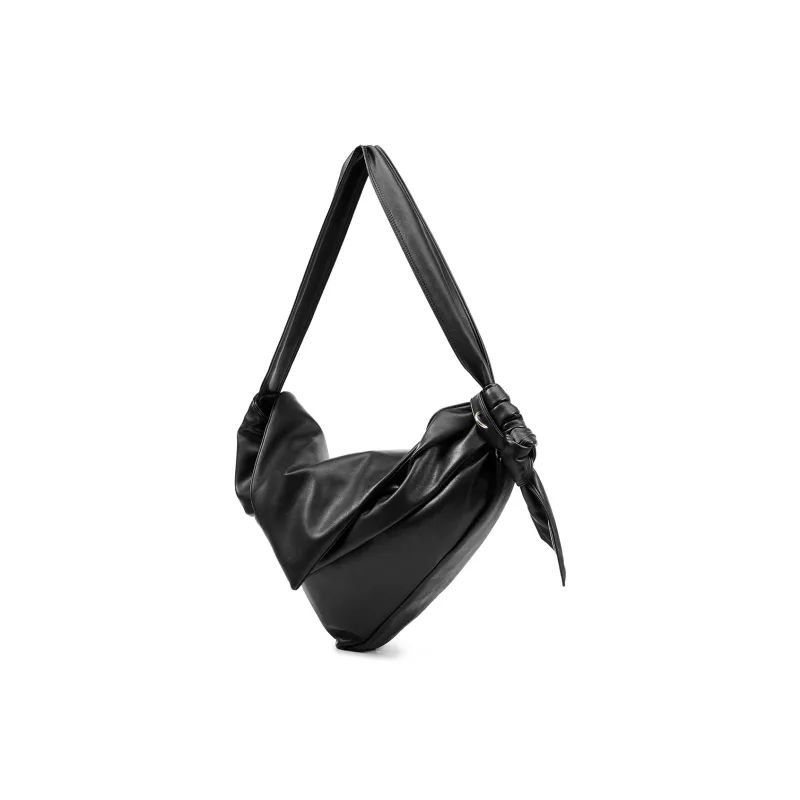 Yawei Kuroda PU Puncture Resilience Crossbody Bag Tubas Unisex Black-2