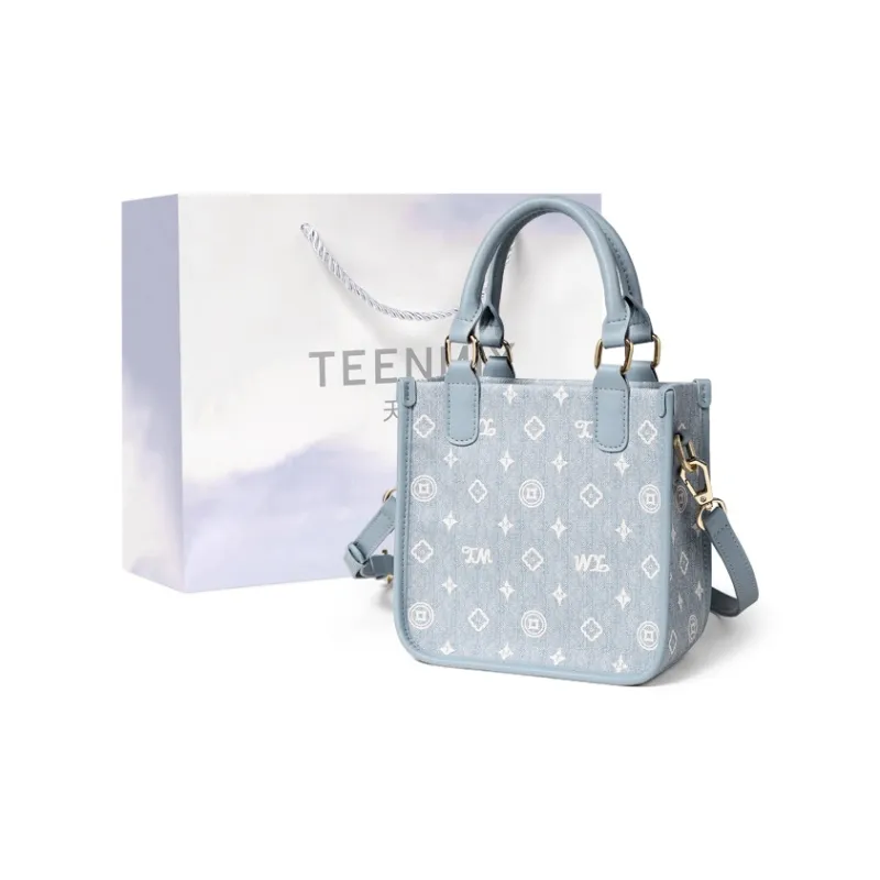 Teenmix PVC Crossbody Bag Small Square Bag Shoulder Bag Handbag Regular Women's Coffee/Ecru/Sky Blue-14