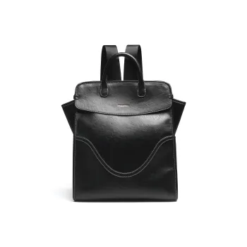 Mulinsen Polyurethane With Cow Leather Backpack Unisex Black/Light Coffee