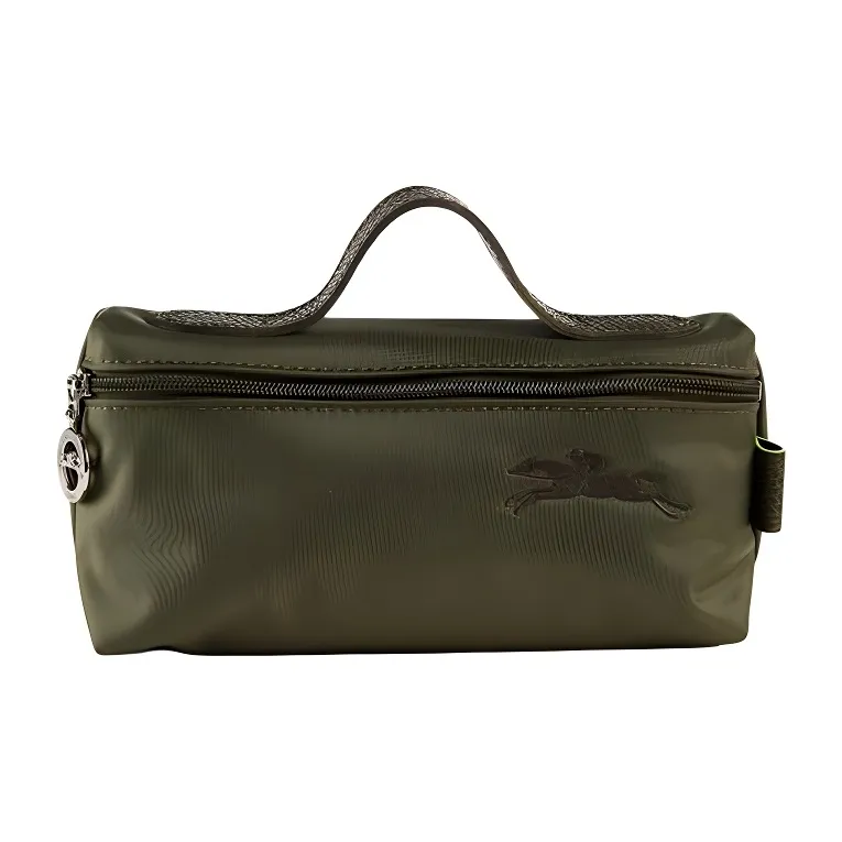 LONGCHAMP Le Pliage Green Canvas With Leather Canvas Bag Clutches Small Size Women's Forest Color-0