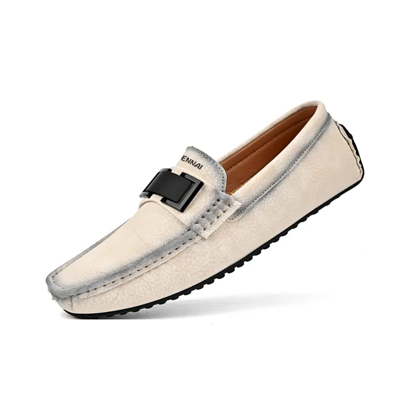 Wen Nai Gommino Loafers Men's Beige-2