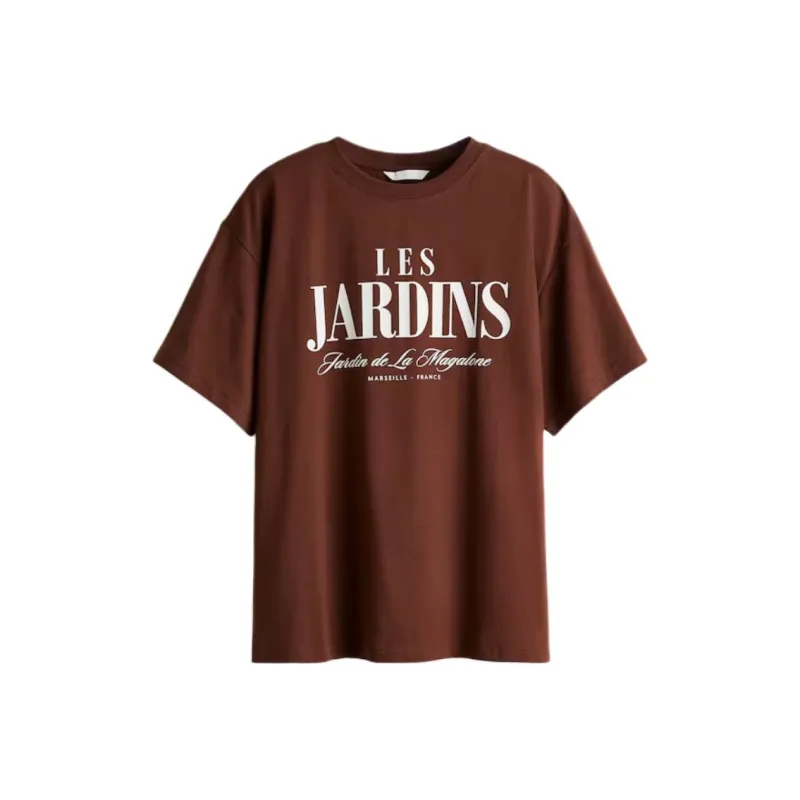H&M T Shirts Women's Brown/White-0