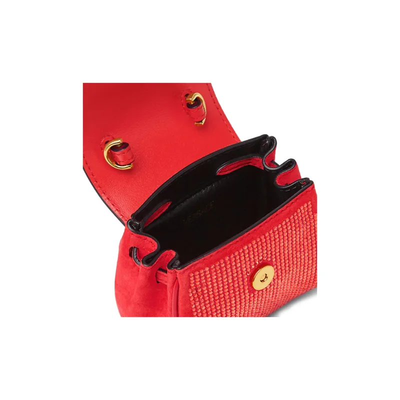 VERSACE La Medusa Cow Leather Shoulder Bag, Crossbody Bag Mini Women's Orange-5