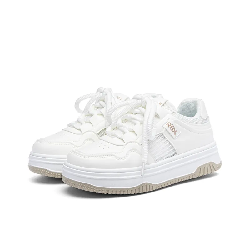 RENBEN Cushioning Abrasion Resistant Breathable Low Top Skateboard Shoes Women's White Khaki-1