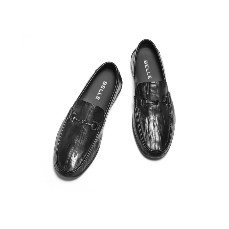 BELLE Men's Casual Shoes Men Low Top Black-2