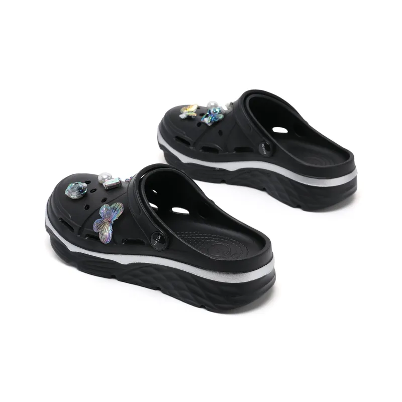 JOSINY Summer Trendy Fashion, Cute DIY Slip on, Outdoor Beach Shoes Clogs Women's Black-1