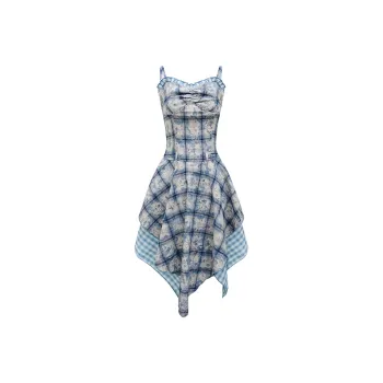 GUOZHEN Slip Dresses Women's Blue