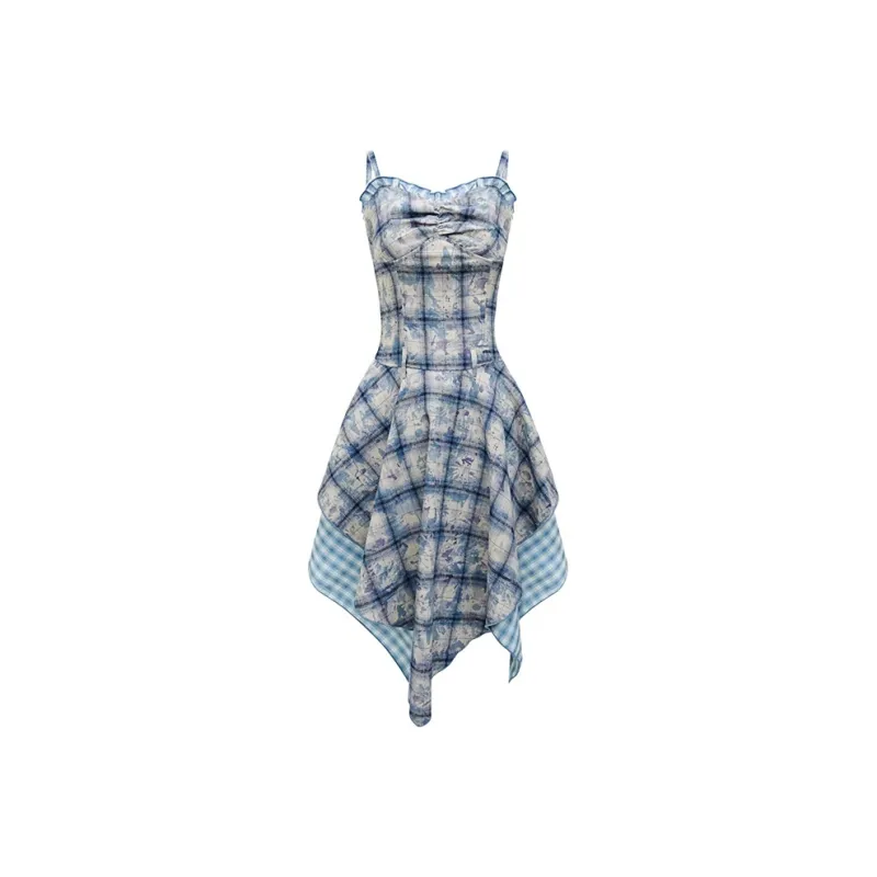 GUOZHEN Slip Dresses Women's Blue-0