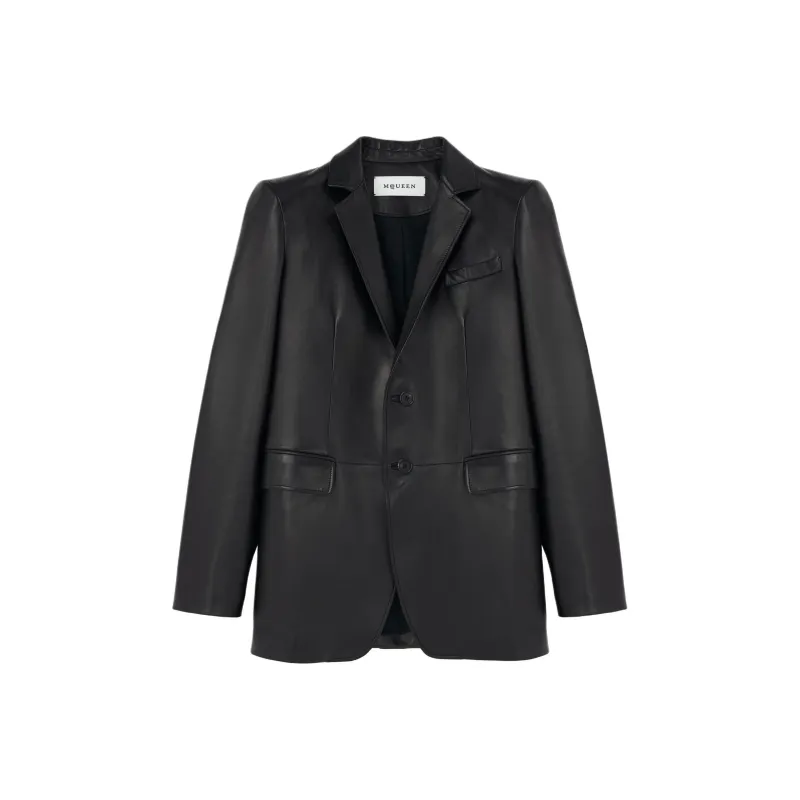 Alexander McQueen Leather Jacket Men's Black-0