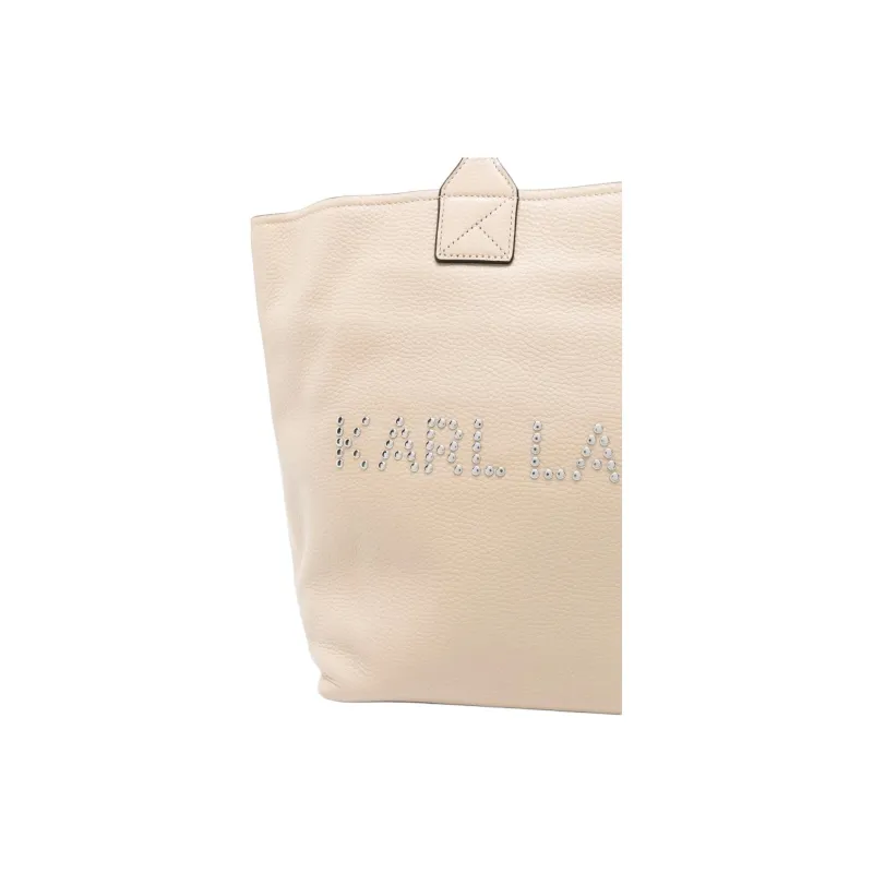 KARL LAGERFELD Calfskin Tote Bag, Shopping Bag, Shoulder Bag Medium Size Women's Sandy Beige-3