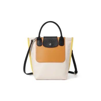 MASTER CANVAS Nylon With Leather Bucket Bag, Crossbody, One Shoulder Handbag Women's Ivory White/Green