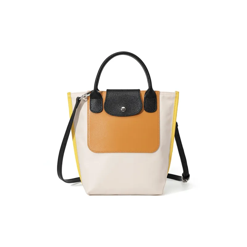 MASTER CANVAS Nylon With Leather Bucket Bag, Crossbody, One Shoulder Handbag Women's Ivory White/Green-0