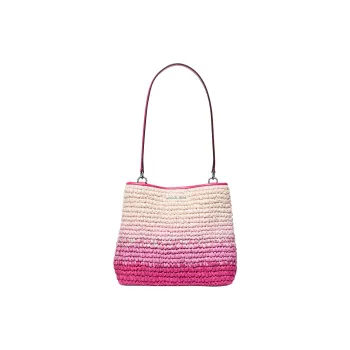 MICHAEL KORS Pratt Straw Shoulder Bag Medium Size Women's Dragon Fruit