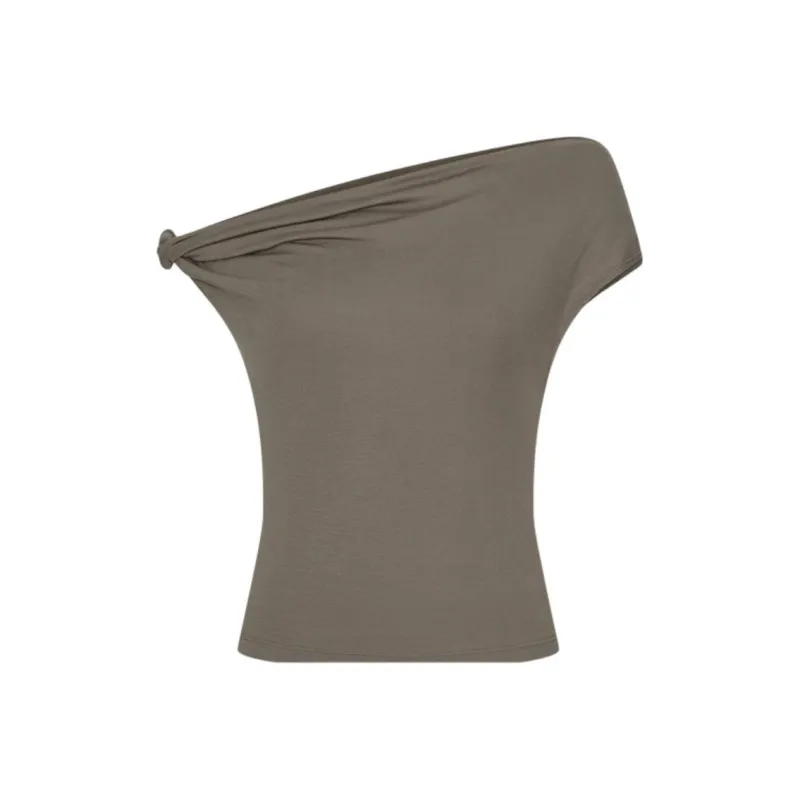 URBAN REVIVO T Shirts Women's Light Gray Brown-1