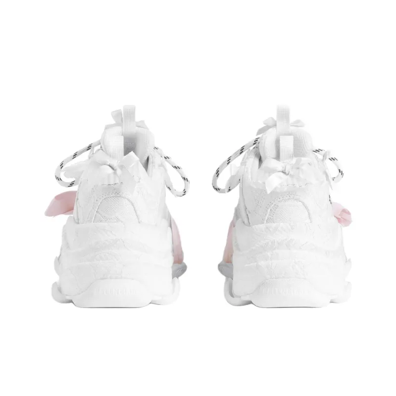 Balenciaga Triple S Lace Low Top Chunky Sneakers Women's White-5
