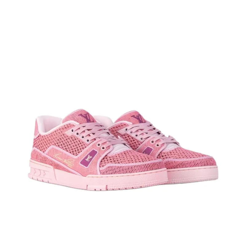 LOUIS VUITTON Trainer Low Top Skateboard Shoes Men's Pink-2