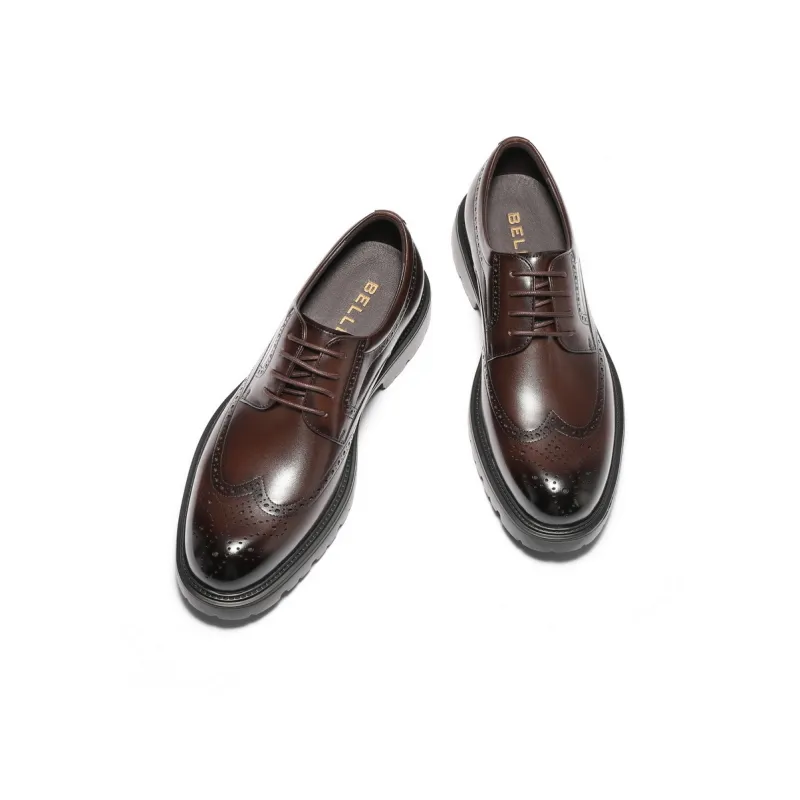 BELLE Dress Shoes Men Low Top Solid Color-2