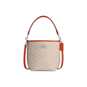 COACH City Coated Canvas Bucket Bag, Shoulder Bag Trumpets Women's Sand & Orange