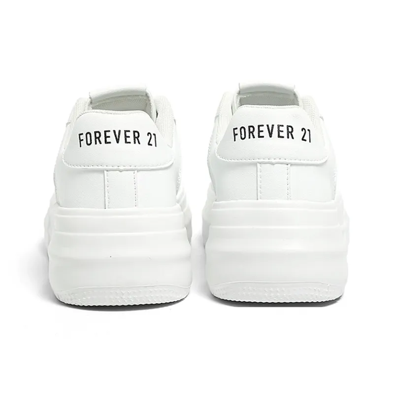 FOREVER 21 Slip Resistant Height Increasing Low Top Skateboard Shoes Women's White-4