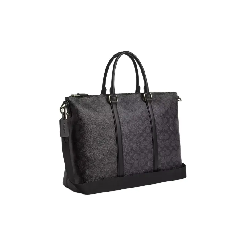 COACH Coated Canvas Shoulder Bag, Crossbody Bag, Handbag Tubas Men's Bronze & Charcoal & Black-1