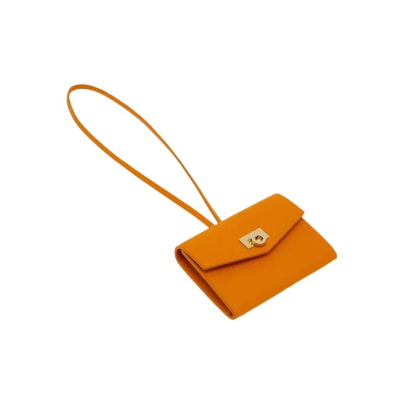 FERRAGAMO Cow Leather Card Holder Women's Ginger Yellow-1