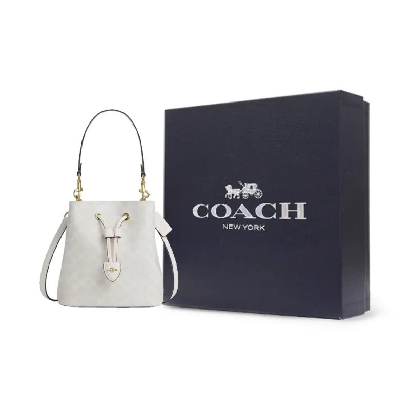 COACH Rowan Leather Handbag Trumpets Women's Gray-9