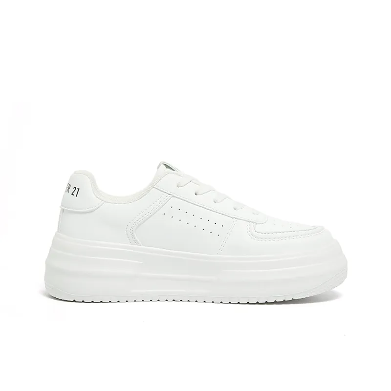FOREVER 21 Slip Resistant Height Increasing Low Top Skateboard Shoes Women's White-1