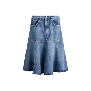 H&M Denim Long Skirts Women's Denim Blue
